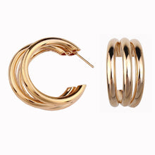 Load image into Gallery viewer, 3 Layered Gold Silver Color Metal Earrings For Women Wedding Geometric Round Circle Statement Earing Fashion Jewelry Earrings